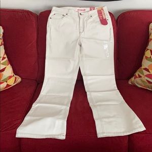 Faded Glory cream stretch bootcut jeans, sz 8